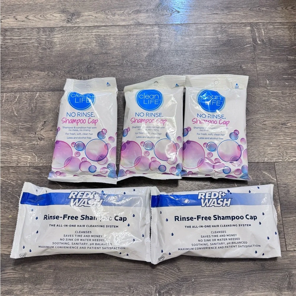 Lot of 5 No‎ Rinse Shampoo Cap Packs NEW